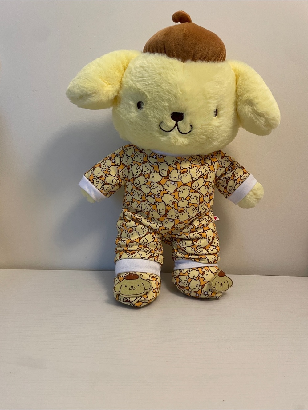 Build-A-Bear Pompompurin in Patterned Pajamas with Brown Beret